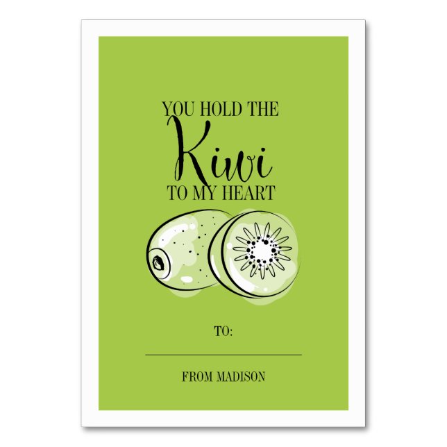 Funny Fruit Pun Kiwi Classroom Valentine Card (Front)