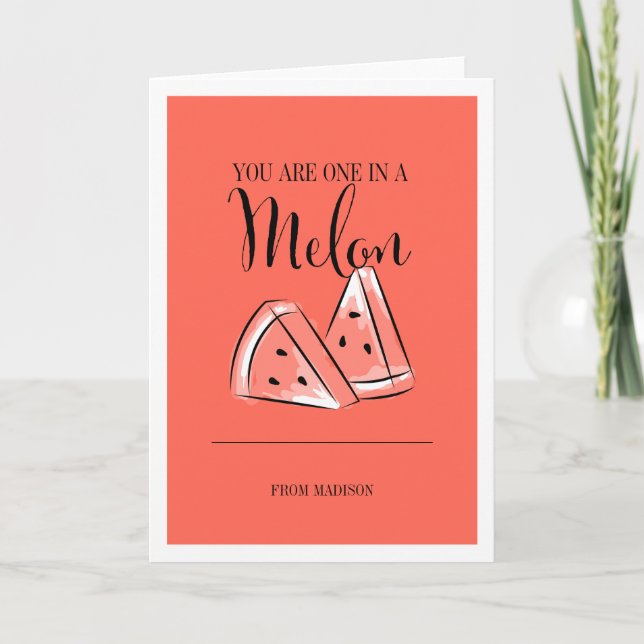 Funny Fruit Pun Melon Valentine Card (Front)