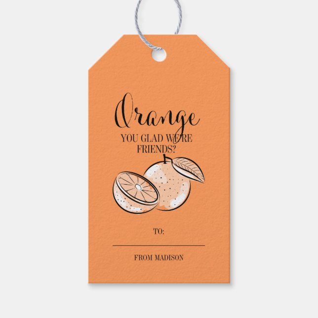 Funny Fruit Pun Orange Valentine Gift Tags (Front)