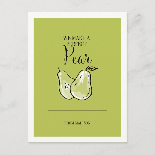 Funny Fruit Pun Parfait Pear Valentine Carte posta (Devant)