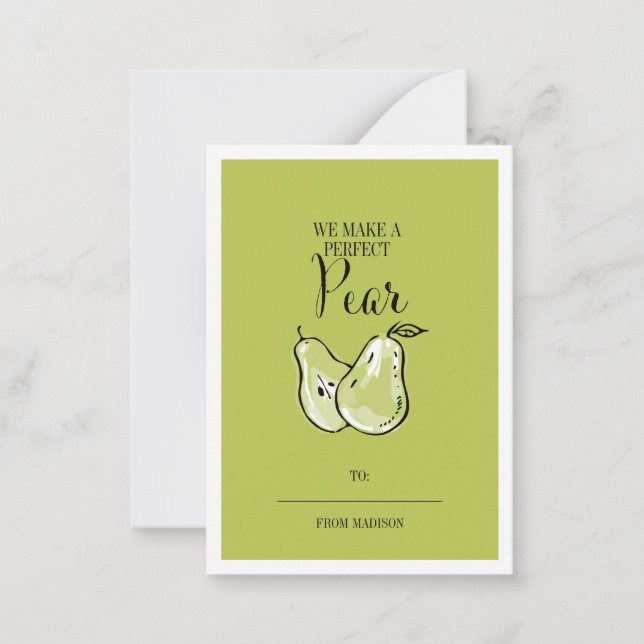 Funny Fruit Pun Pear Classroom Valentine Card (Front)