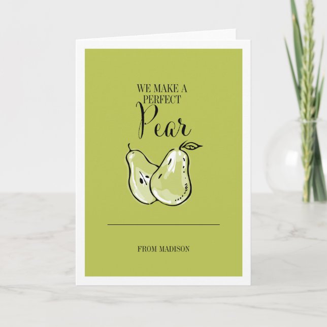 Funny Fruit Pun Perfect Pear Valentine Card (Front)