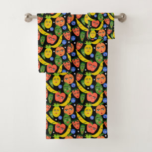Funny Fruit Salad Whimsical Colorful Bath Towel Set