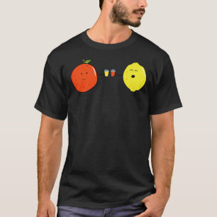 Funny Fruits Orange And Lemon Drinking Juice Toget T-Shirt