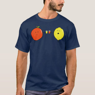 Funny Fruits Orange And Lemon Drinking Juice Toget T-Shirt
