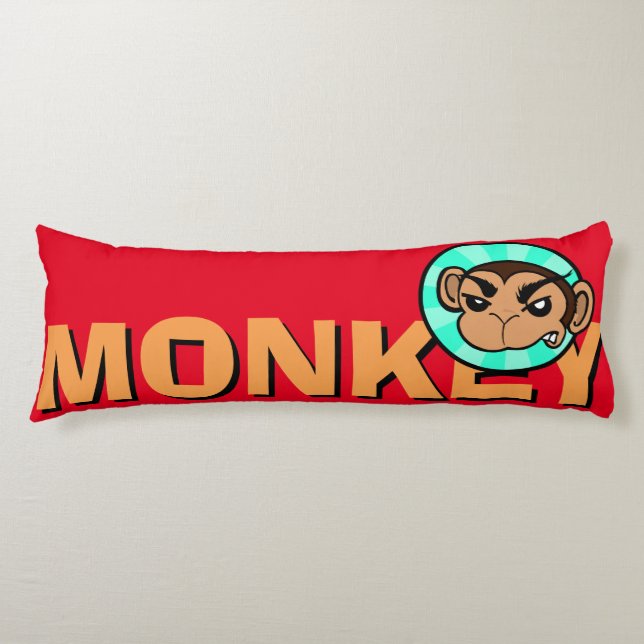 FUNNY FRUSTRATED MONKEY GRAPHIC BODY PILLOW (Front)