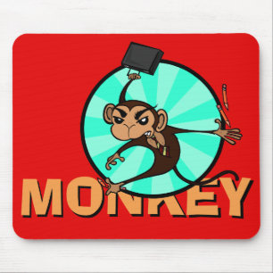 FUNNY FRUSTRATED MONKEY HORIZONTAL MOUSE PAD