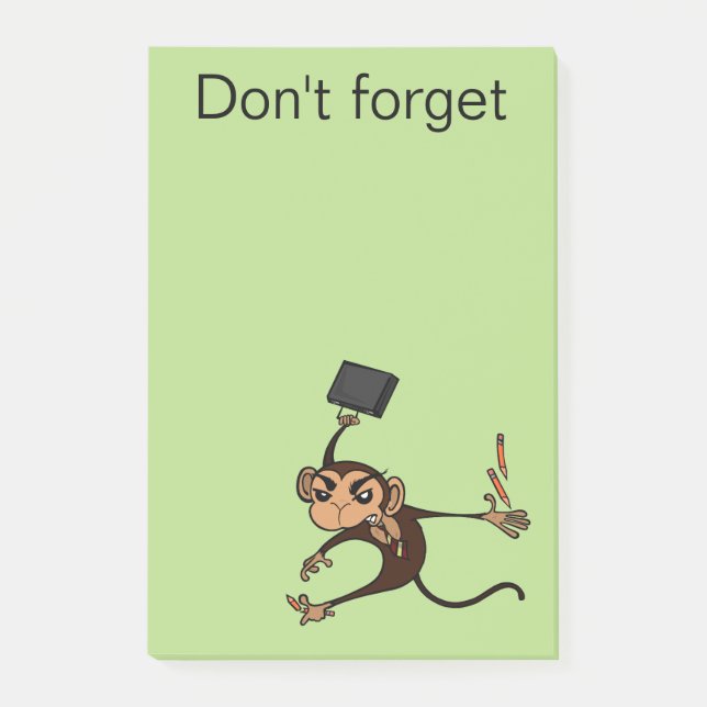 FUNNY FRUSTRATED MONKEY POST IT NOTEPAD (Front)