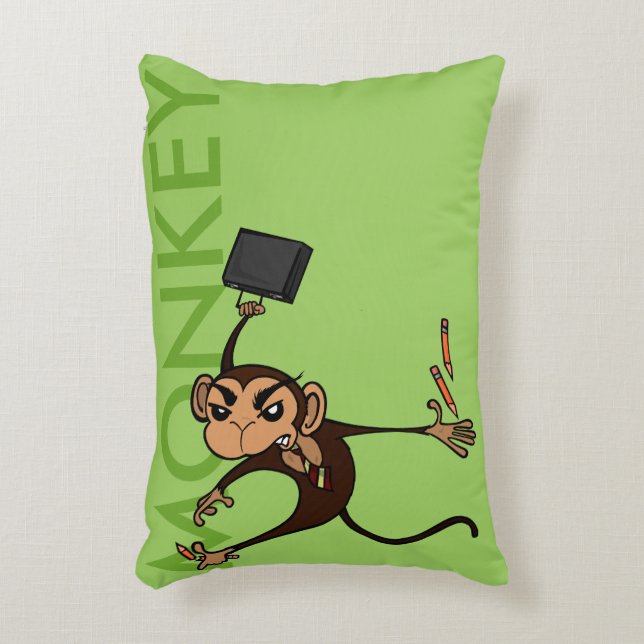 FUNNY FRUSTRATED MONKEY VERTICAL ACCENT PILLOW (Front(Vertical))