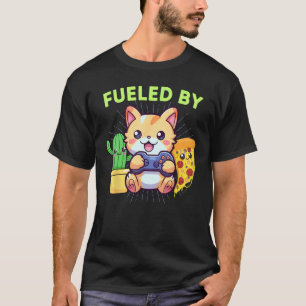 Funny Fuelled By Gamer Cat Plants Pizza & T-Shirt
