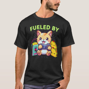 Funny Fuelled By Gaming Cats Tacos & The 80s Game T-Shirt