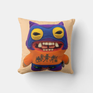 Funny Fugglers Wrestler Quirky Monster Throw Pillow