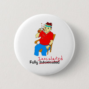 Funny Fully Vaccinated Cartoon Male 6 Cm Round Bad 2 Inch Round Button