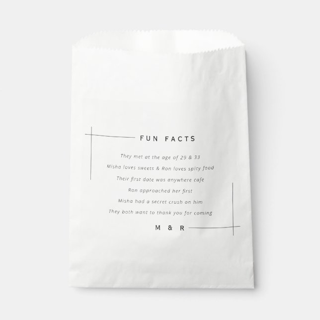 Funny, fun facts minimalist wedding  favour bag (Front)