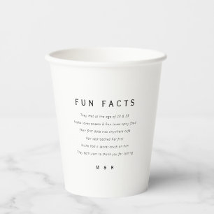 Funny, fun facts minimalist wedding  paper cups