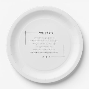 Funny, fun facts minimalist wedding  paper plate