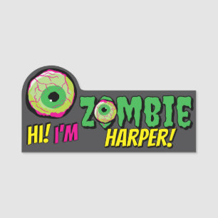 Funny Fun ‘Hi I’m Zombie Personalized’ Halloween Name Tag
