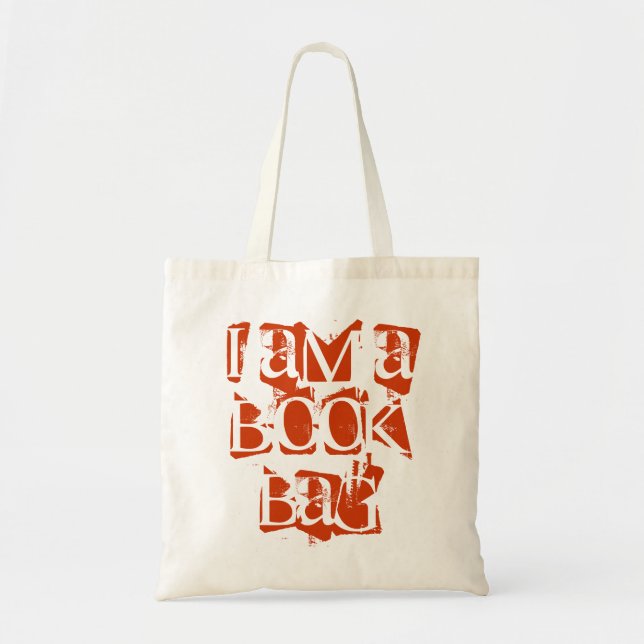 funny funky 'i am a book bag' library school bag (Front)