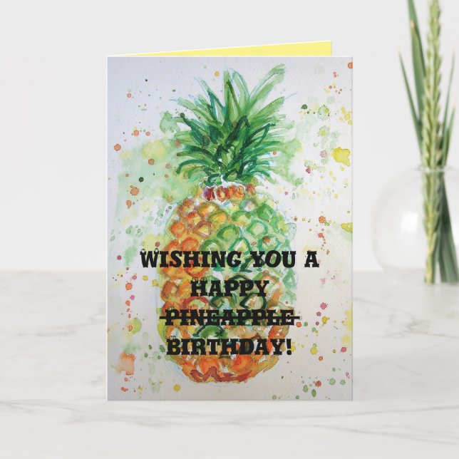 Funny Funky Pineapple Fruit humor Birthday Card (Front)