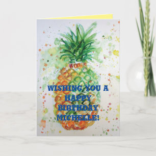 Funny Funky Pineapple Fruit humour Birthday Card