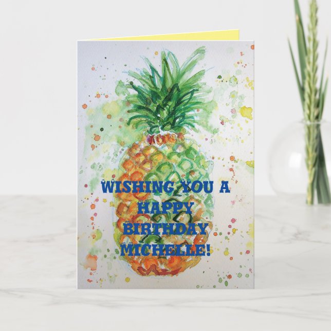 Funny Funky Pineappy Fruit humour Carte d'annivers (Devant)