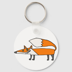 Funny Funky Red Fox Art Keychain