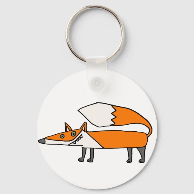 Funny Funky Red Fox Art Keychain (Front)