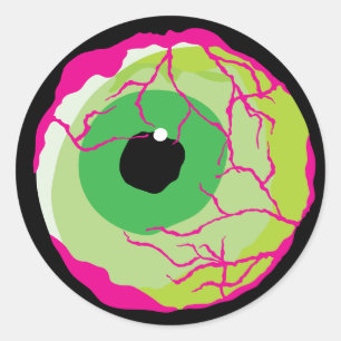 Funny Funky Scary Cute Spooky Zombie Eyeball Classic Round Sticker