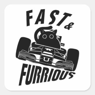 Funny FURRurious car driving cat Square Sticker