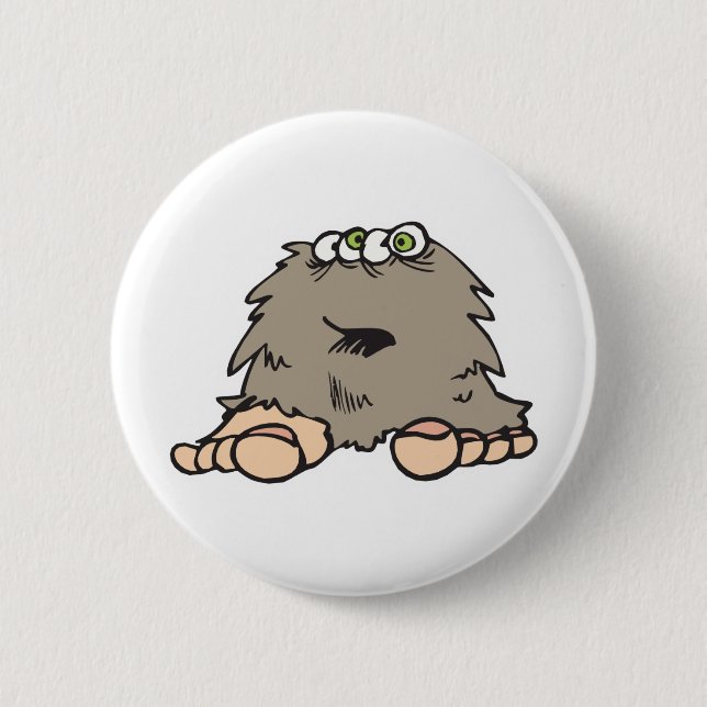 funny furry bigfoot monster 2 inch round button (Front)
