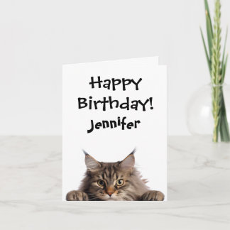 Funny Furry Cat Birthday Folded Greeting Card
