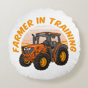 Funny Future Farmer In Training Tractor Farming Round Pillow
