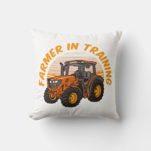 Funny Future Farmer In Training Tractor Farming Throw Pillow