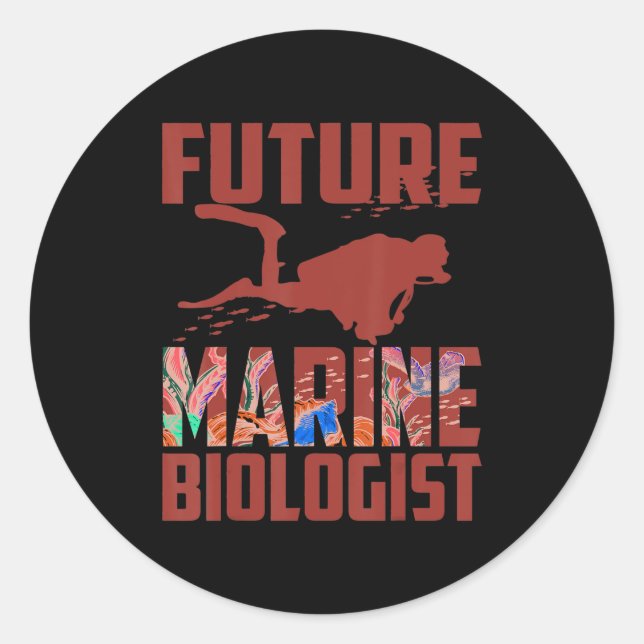 Funny Future Marine Biologist Gift Kids Cool Classic Round Sticker (Front)