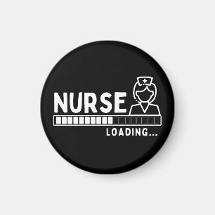 Funny Future Nurse Loading Bar Medical Black White Magnet