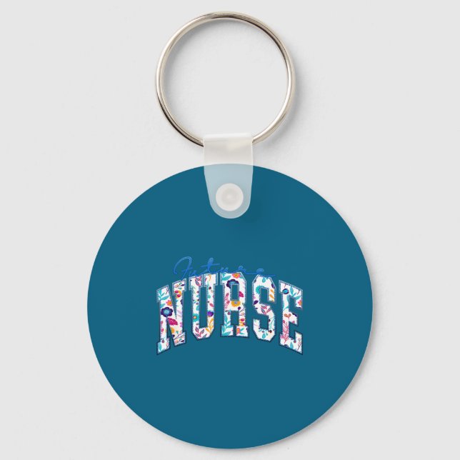 Funny Future Nurse Nursing School Illustration Keychain (Front)