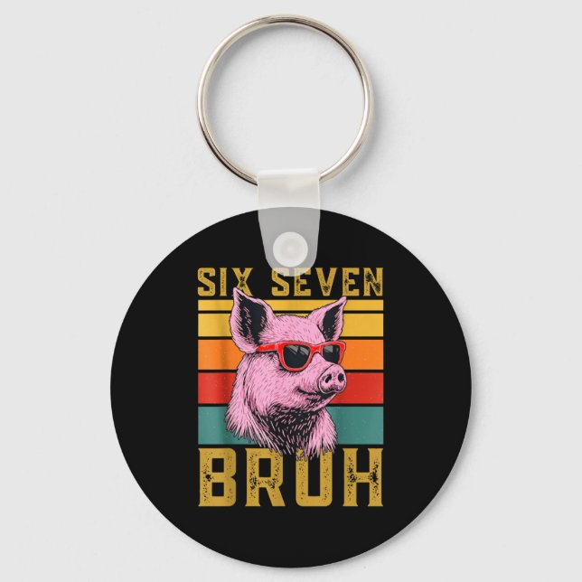Funny G 67 6 7 Six Seven Meme Animal Retro Design  Keychain (Front)