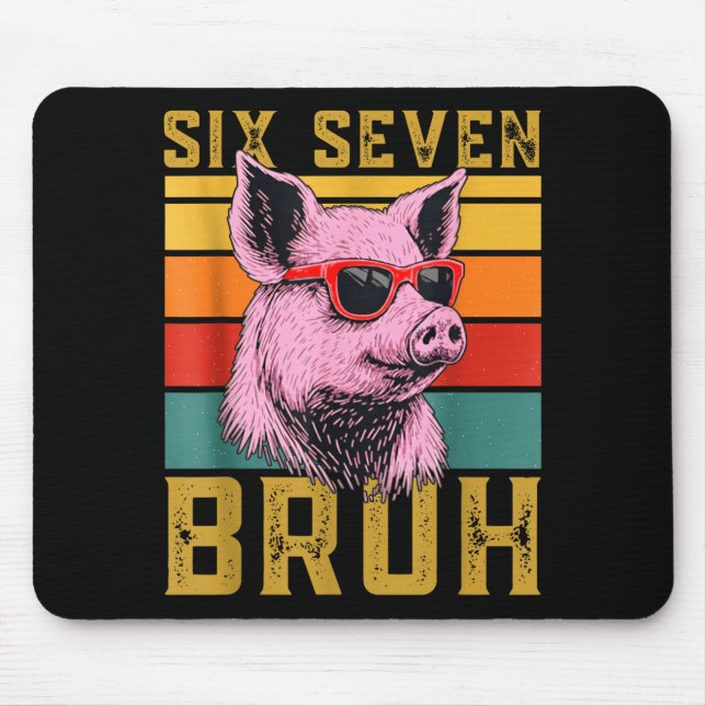 Funny G 67 6 7 Six Seven Meme Animal Retro Design  Mouse Pad (Front)