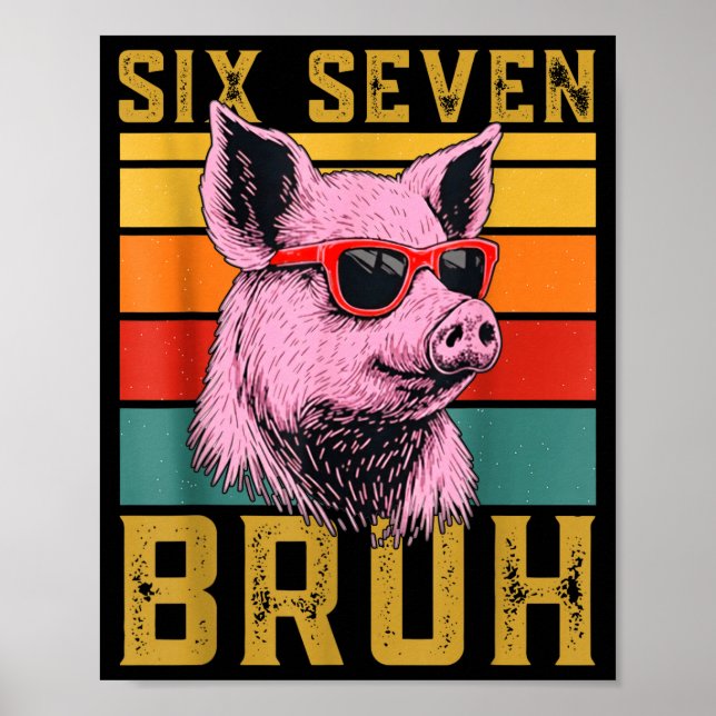 Funny G 67 6 7 Six Seven Meme Animal Retro Design  Poster (Front)