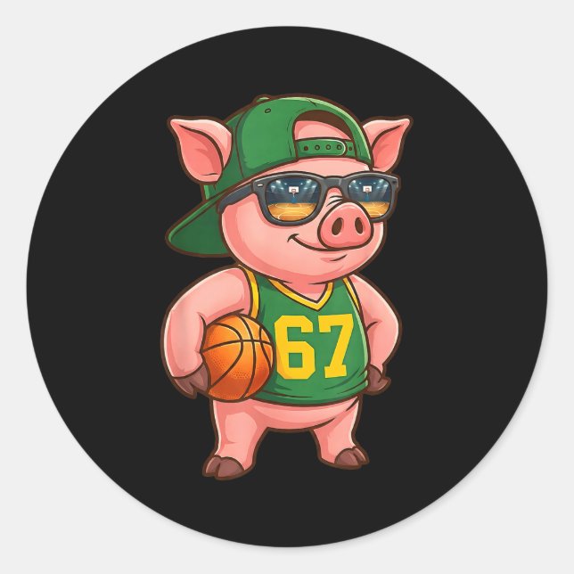 Funny G Basketball 67 Gen Alpha Slang Srts Men Boy Classic Round Sticker (Front)