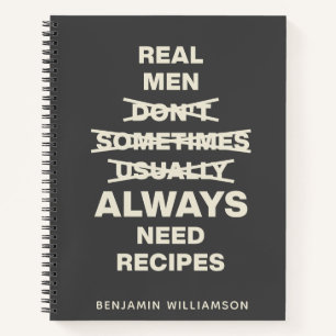 Funny Gag Gift Men Name Black Blank Recipe Notebook