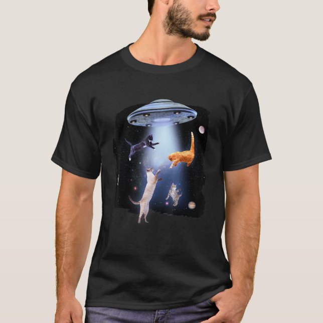 Funny Galaxy Cat Space Kitty Planets Galaxy  T-Shirt (Front)