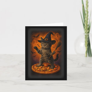 Funny Galaxy Witch Cat Halloween Cat In Space Ridi Card