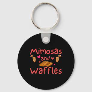 Funny Galentine Mimosas And Waffles Women Friendsh Keychain