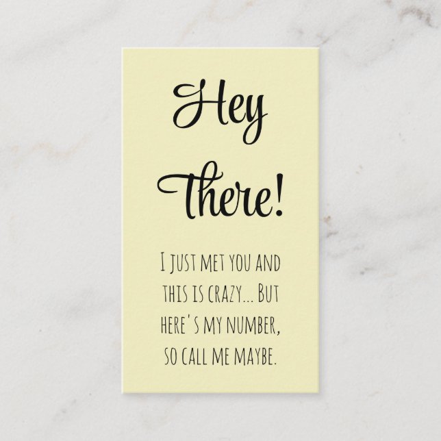 Funny Gals Here's My Number Call Me Maybe Dating  Calling Card (Front)