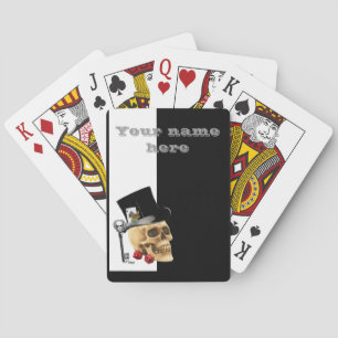 Funny gambler skull playing cards