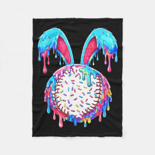 Funny game day easter baseball ice cream drip fleece blanket