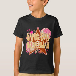 Funny game day hallelujah pink girly football T-Shirt