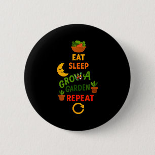 Funny Game Eat Sleep Grow A Garden Repeat Gamer De 2 Inch Round Button
