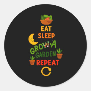 Funny Game Eat Sleep Grow A Garden Repeat Gamer De Classic Round Sticker